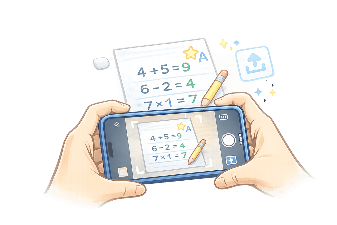 Illustration of uploading a worksheet photo